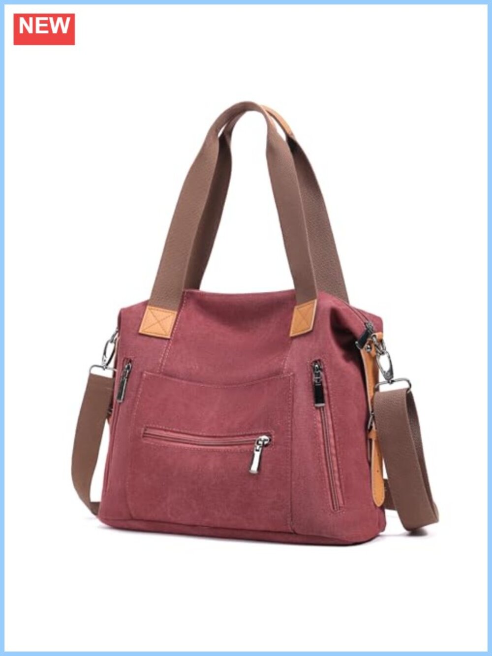Canvas Shoulder Crossbody Bag - 16 oz Washed Canvas, Adjustable Strap